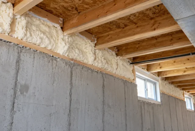 Unfinished basement wall and rim area