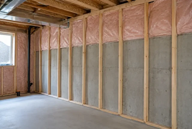 Open interior wall ready for insulation