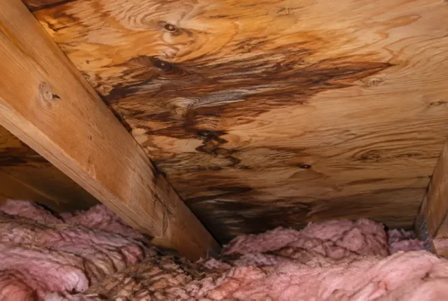 Roof sheathing and insulation in low attic