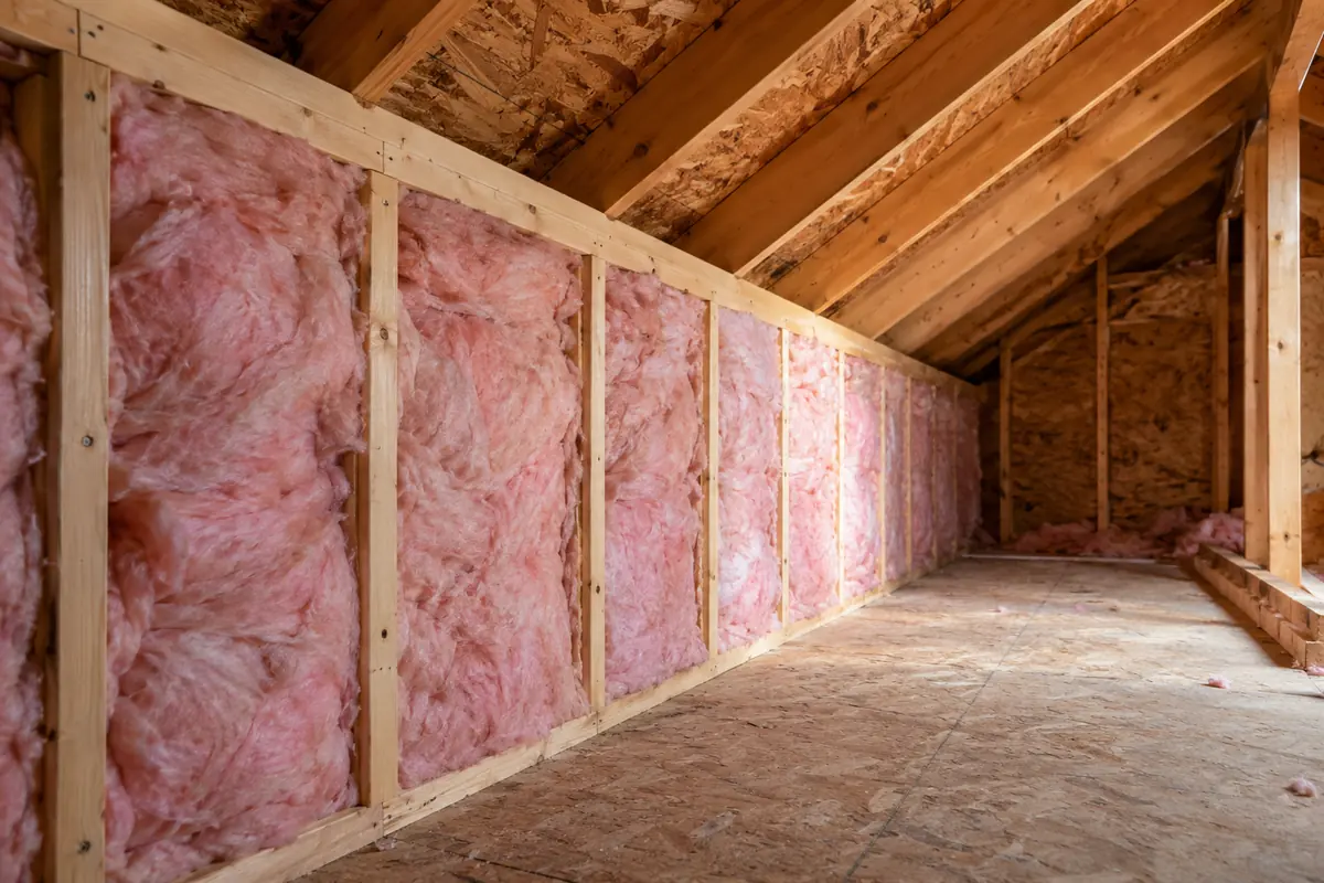 Insulated kneewall in side-attic space