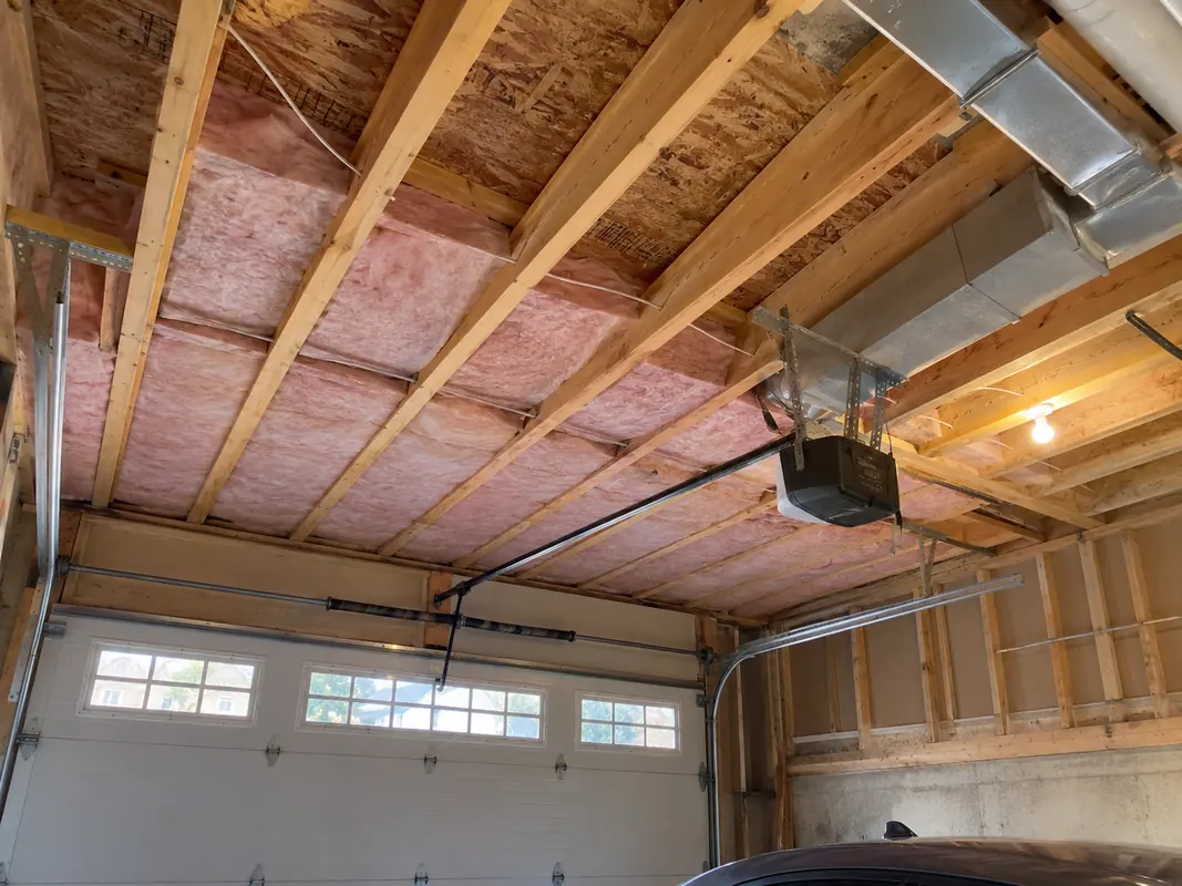 Open garage ceiling during renovation