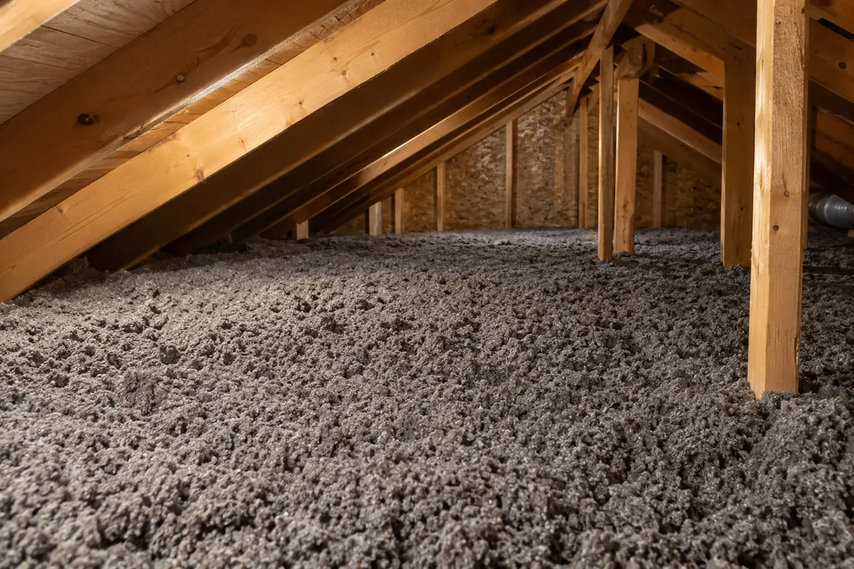 Level loose fill beneath roof trusses