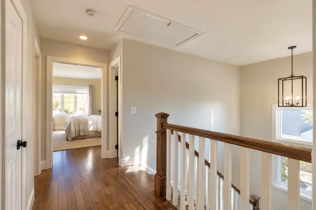Upper-floor hallway beneath attic