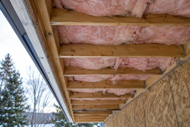 Exposed insulated overhang floor