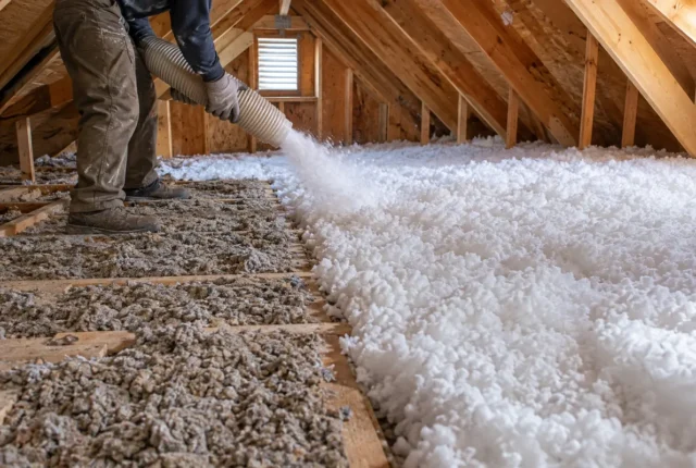 Loose fill added over existing attic insulation