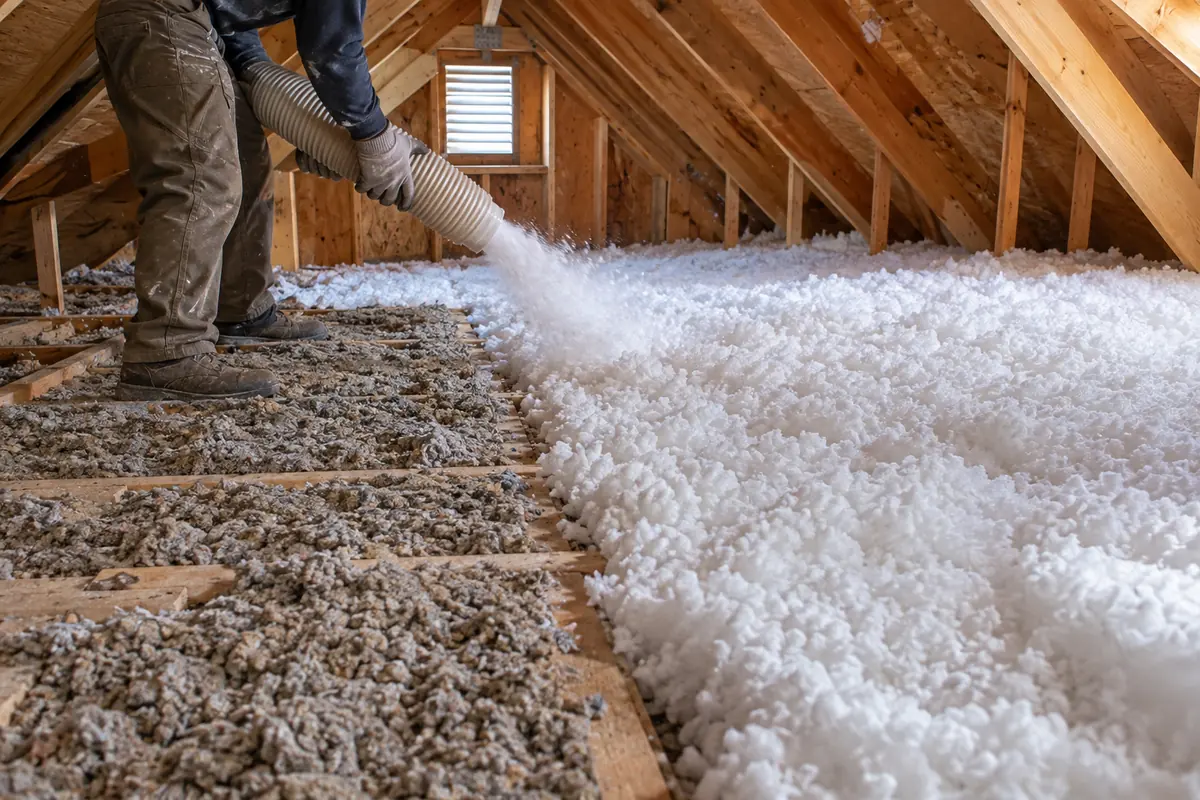 Loose fill added over existing attic insulation