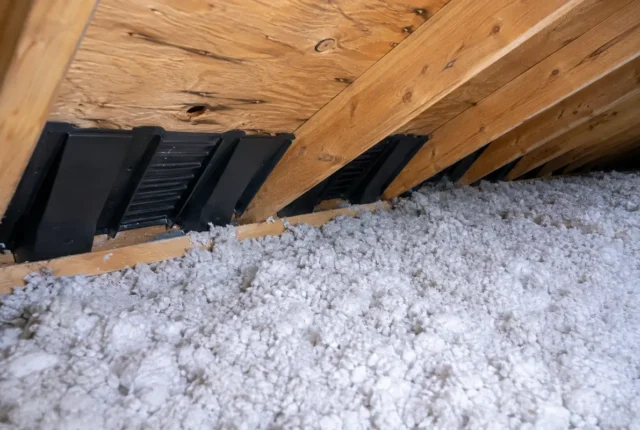 Roof-edge baffle above loose-fill insulation