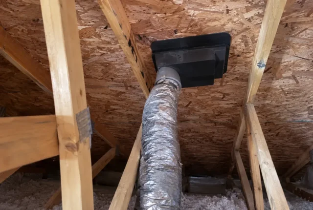 Insulation vacuum hose within attic