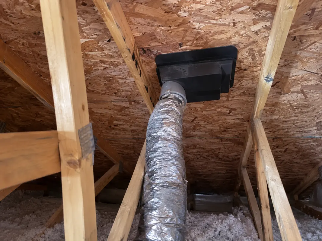 Insulation vacuum hose within attic