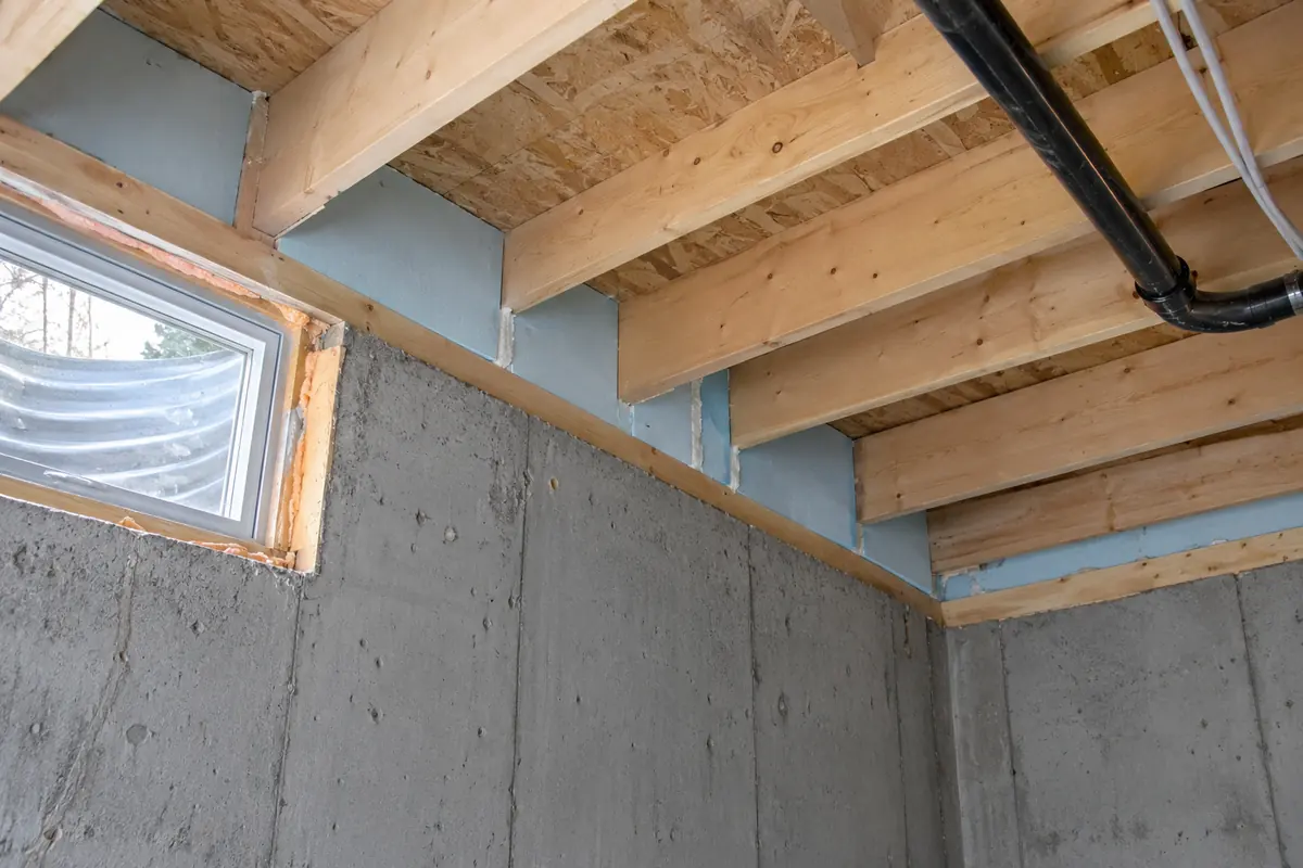 Basement rim area and foundation wall