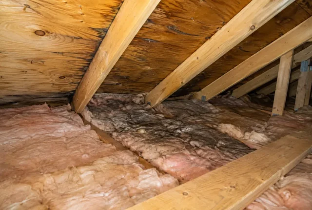 Fibreglass batts in sloped attic framing