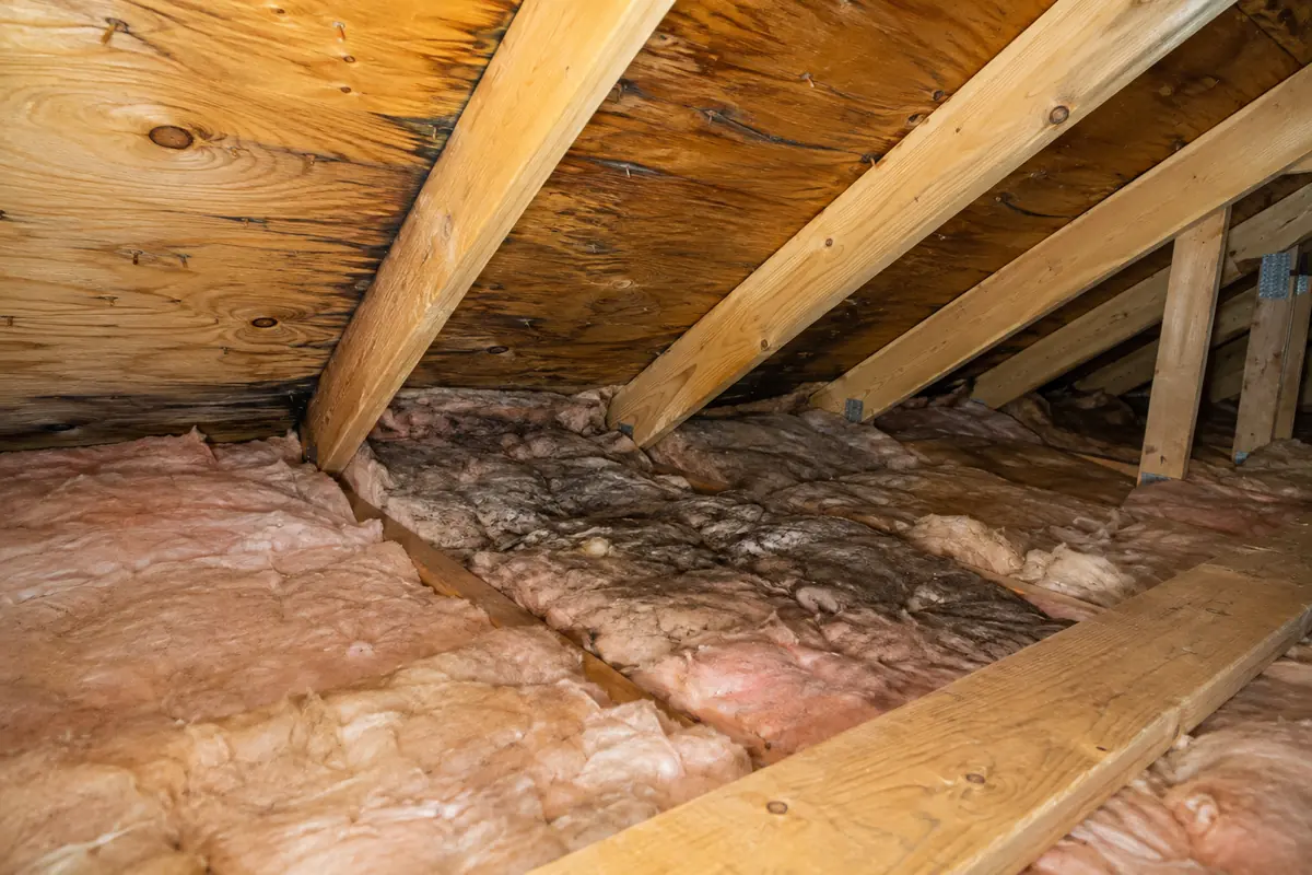 Fibreglass batts in sloped attic framing