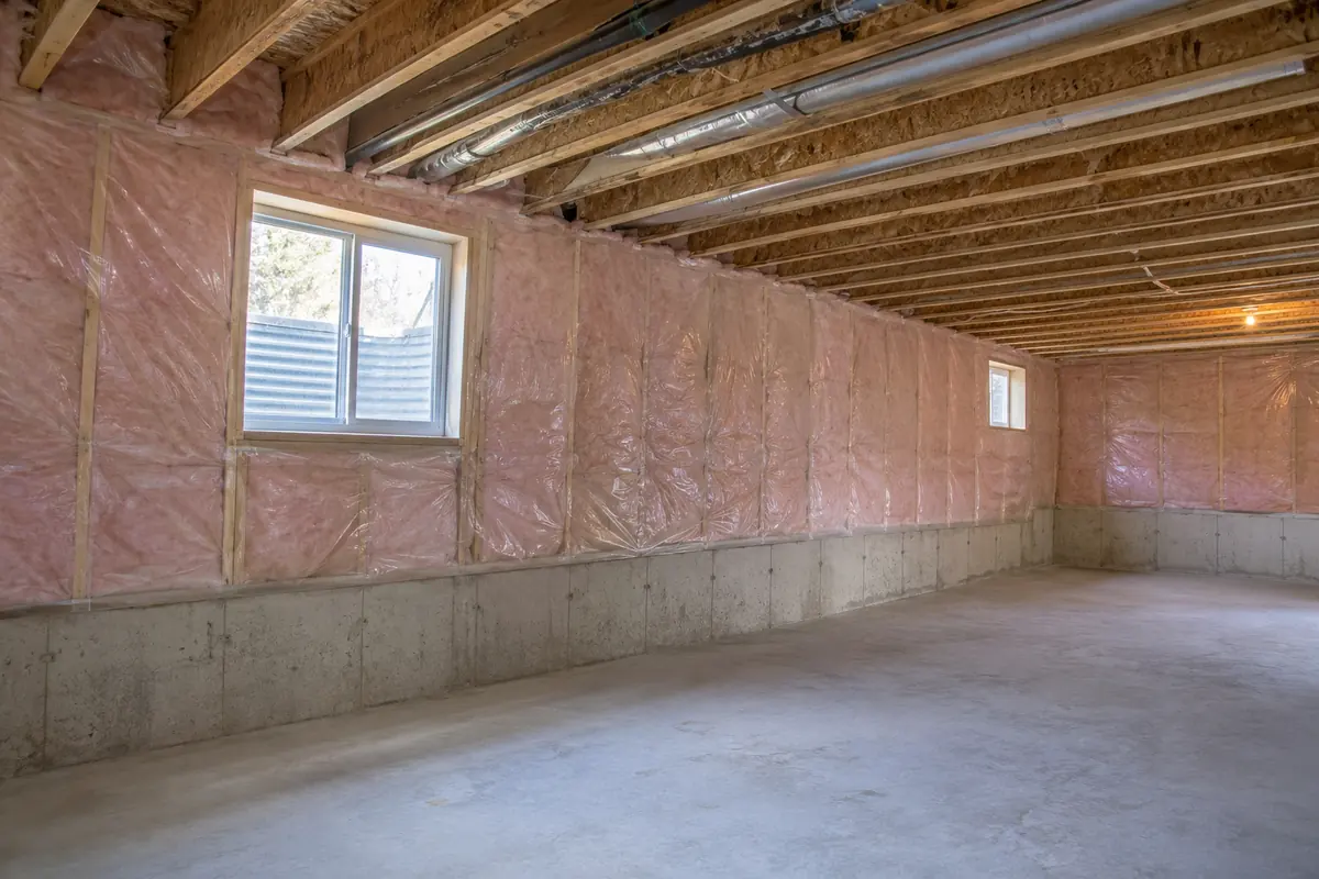 Insulated basement wall and rim transition