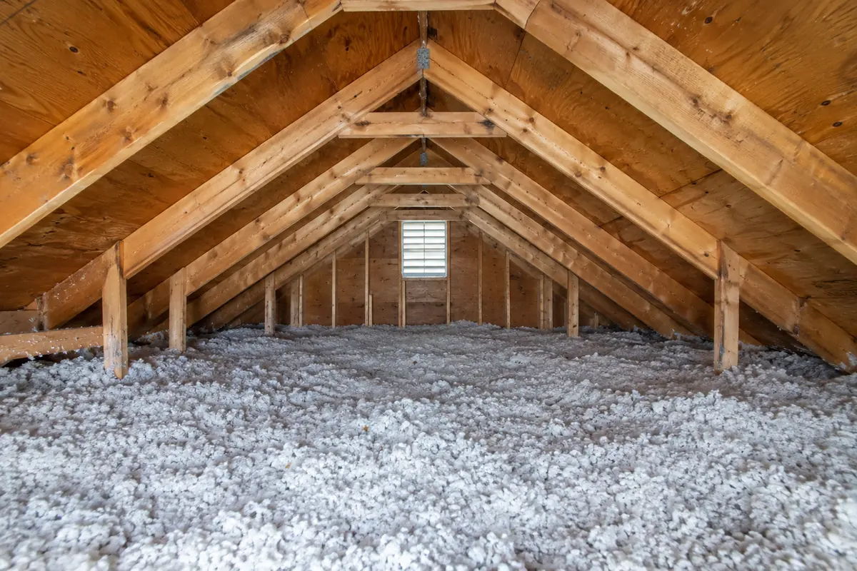 Loose-fill insulation in pitched residential attic